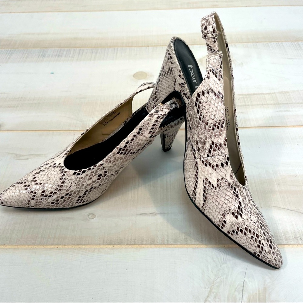 Bar III Snake Look Cream Black Sling-Back Heels Tanyaf Size 8 - Picture 3 of 8